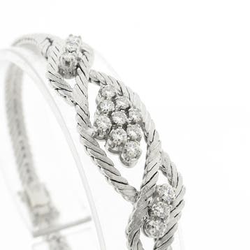 Witgouden armband met diamanten; 1,05 ct. (Schakelarmband), Gebruikt, Ophalen of Verzenden, Met edelsteen, Goud