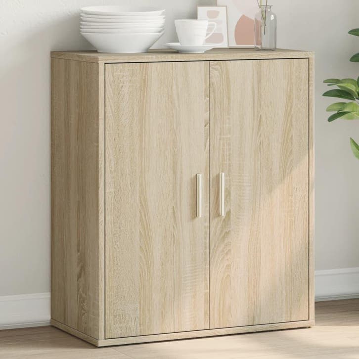 vidaXL Dressoir 60x31x70 cm bewerkt hout sonoma eikenkleurig, Huis en Inrichting, Kasten | Dressoirs, 25 tot 50 cm, Nieuw, 50 tot 100 cm