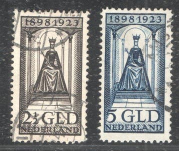 Nederland 1923 - Regeringsjubileum Wilhelmina - 2 1/2 en 5, Postzegels en Munten, Gestempeld