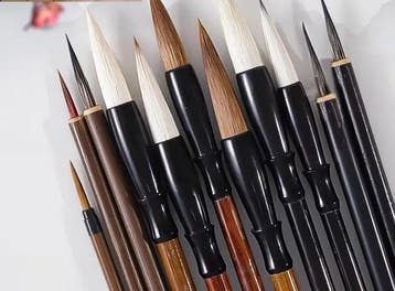 Hout, Dierlijk haar - Calligraphy Brush Set, 11 brushes -