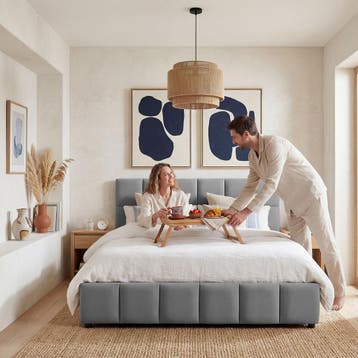Bedset met gestoffeerd bed en matras, Verzenden, Nieuw
