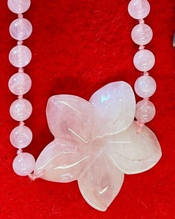 roze kwarts Halsketting - Grote kwarts hanger (Zonder