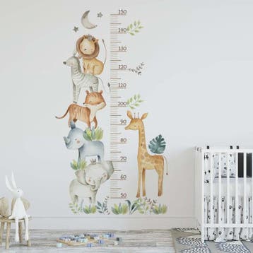 Vrolijke Groeimeter Muursticker met Safari Dieren - Perfect
