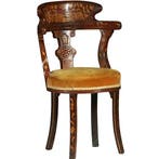 Franse marqueterie bureaustoel ca 1800 met stoffering naar w, Antiek en Kunst, Ophalen of Verzenden