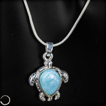 Larimar schildpad-hanger van 925 sterlingzilver –