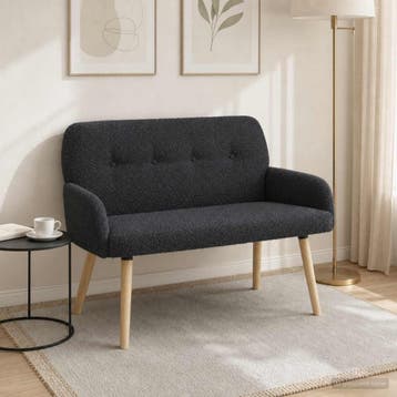 vidaXL 2-zitsbank met massief houten poten Donkergrijs, Verzenden, Minder dan 150 cm, Stof, Nieuw
