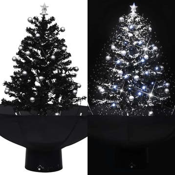 vidaXL Kerstboom sneeuwend met paraplubasis 75 cm PVC zwart, Verzenden, Nieuw