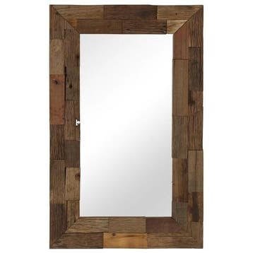 Vintage spiegel massief hout, uniek design - Retourdeal, Huis en Inrichting, Nieuw, Ophalen of Verzenden, Minder dan 100 cm, Rechthoekig