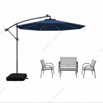 2dekans | 5-delige Tuinset met 3 m Zweefparasol en LED, Tuin en Terras, Ophalen of Verzenden, Zo goed als nieuw