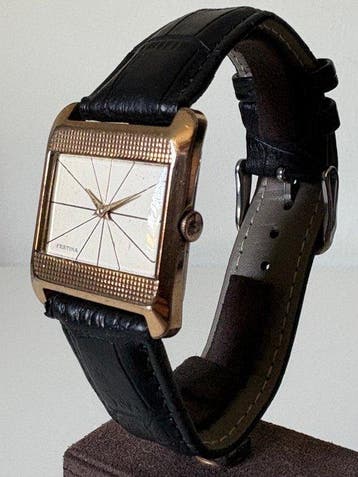 Festina – TV Case – Sector Dial – GoldTone – Vintage Men’s, Nieuw