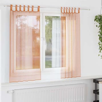 vidaXL Gordijnen voile met lussen 2 st terracotta 140x175 cm, Verzenden, Nieuw, Bruin