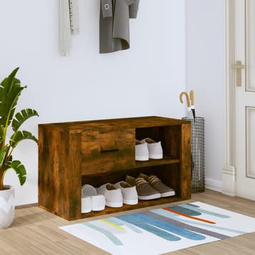 vidaXL Schoenenkast 80x35x45 cm bewerkt hout gerookt, Verzenden, Nieuw