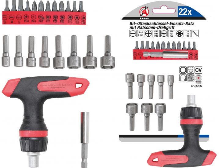 Bgs Technic Bit-/dopsleutelset met rateldraaigreep voor b..., Auto diversen, Autogereedschap, Verzenden