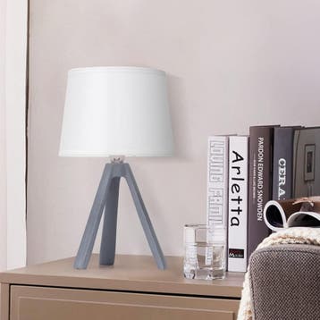 Tafellamp - Bureaulamp - Tafellamp slaapkamer - Grijs - Aigo, Verzenden, Zo goed als nieuw