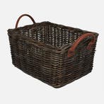 Wicked Rieten Fietsmand met leren hengsels Zwart, Verzenden, Nieuw