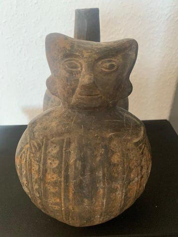 Chimu Keramiek Steigbügel-keramiekvat, Chimu-cultuur - 18 cm