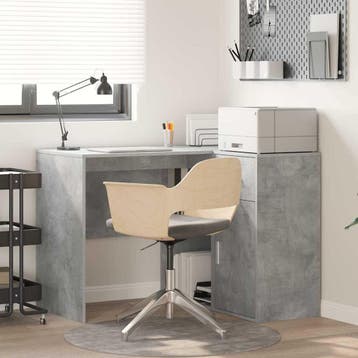 vidaXL Hoekbureau met lade met plank Beton Grijs 102 x 88 x, Verzenden, Nieuw