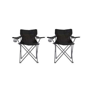 Set van 2 inklapbare campingstoelen - visstoel - zwart, Caravans en Kamperen, Verzenden, Nieuw