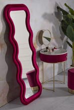WANDSPIEGEL EMILY VELVET FUCHSIA CM 60X6X160 ( AFMETING, Ophalen of Verzenden, Nieuw