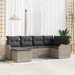 vidaXL Tuin Sofa Set met kussen 6 pcs Lichtgrijs Poly riet, Verzenden, Nieuw, Rotan