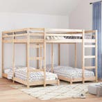 vidaXL Drie-hoog Bunk Bed Frame Naturel 80 / 200 x 200 cm, Verzenden, Nieuw, Bruin, Hout
