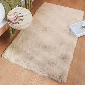Konijnenbont Vloerkleed Beige - 50% Korting | B-keuze, 50 tot 100 cm, Beige, Zo goed als nieuw, Modern