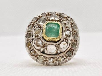 Statement ring - 18 karaat Geel goud - 3.36ct. tw. Smaragd -