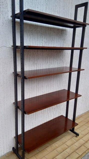 Boekenkast - Staal en hout tek