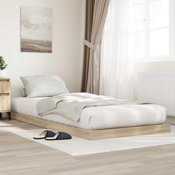 vidaXL Vloer bedframe Sonoma 80 x 200 cm Bewerkt hout, Verzenden, Nieuw, Bruin, Hout