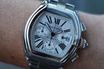 Horloge Cartier Roadster XL CHrono 05/2004 Full set, service, Overige merken, Staal, Staal, Polshorloge