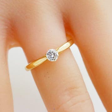 Zonder minimumprijs - Ring - 18 karaat Geel goud - 0.20ct., Nieuw