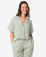 HEMA Damespyjamatop seersucker strepen groen, Kleding | Dames, Verzenden, Groen