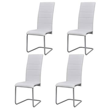 vidaXL Eetkamerstoelen 4 st kunstleer wit, Huis en Inrichting, Verzenden, Nieuw, Wit