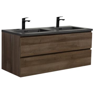 Badkamermeubel Set Angela 120cm Bruin Eiken Badmeubel, Verzenden, Nieuw, Wastafelkast