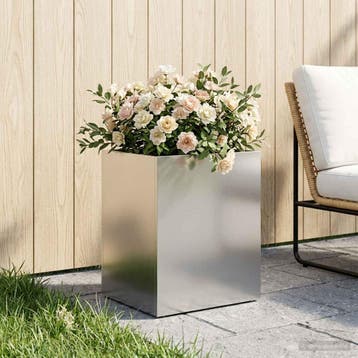 vidaXL Plantenbak zilver 40 x 30 x 40 cm Roestvrij staal, Verzenden, Minder dan 60 cm, Nieuw, Metaal