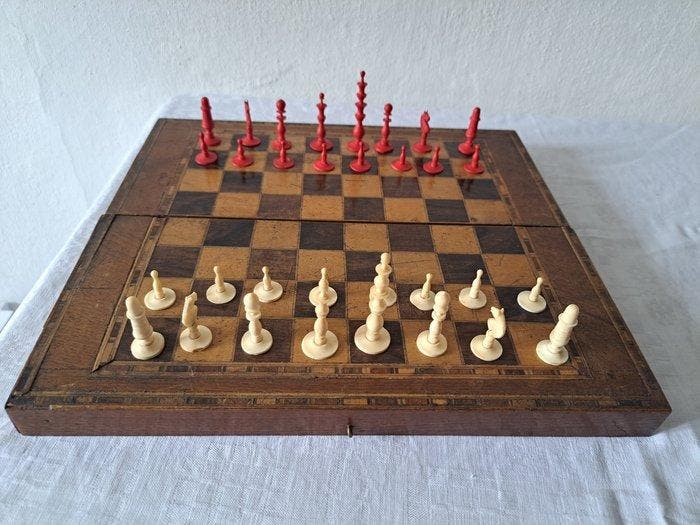 Schaakspel - Been, Antiek en Kunst, Curiosa en Brocante