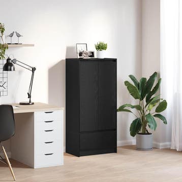vidaXL Kast met lade 55,5x34x119,5 cm spaanplaat zwart, Verzenden, Nieuw, Overige houtsoorten