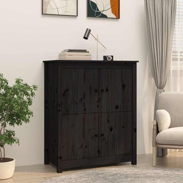 vidaXL Dressoir 83x41,5x100 cm massief grenenhout zwart, Verzenden, Nieuw, Grenenhout, Minder dan 50 cm