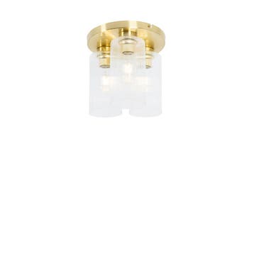 Art Deco plafondlamp goud met glas 3-lichts - Laura, Verzenden, Nieuw, Glas