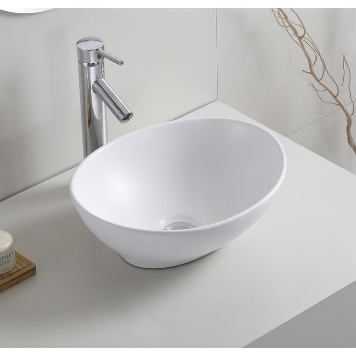 Wiesbaden Barco Waskom Ovaal - 40x33x14.5cm - Keramiek - Mat, Doe-het-zelf en Verbouw, Sanitair, Nieuw, Ophalen of Verzenden