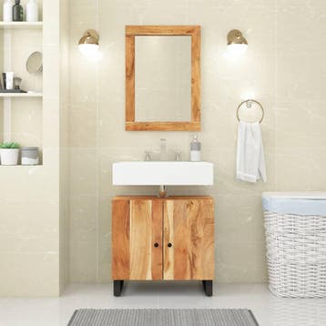 vidaXL Wastafelkast 62x33x58 cm massief acaciahout en, Verzenden, Nieuw, Wastafelkast, Minder dan 100 cm