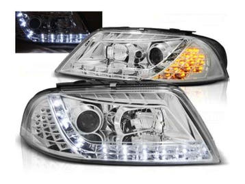 Koplampen LED DRL Chrome geschikt voor VW Passat B5 FL, Verzenden, Nieuw, Volkswagen
