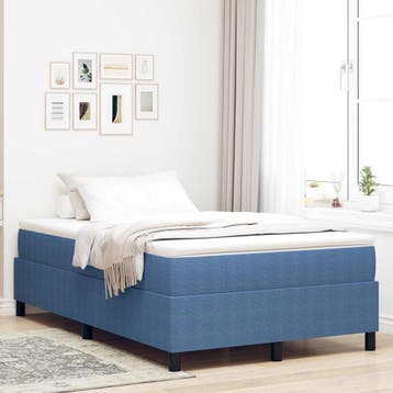 vidaXL Platform bedframe Blauw 120 x 200 cm Katoen Stof, Nieuw, Twijfelaar, Stof, Verzenden