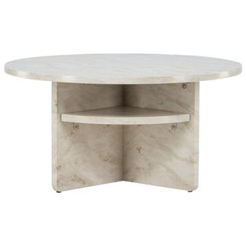 Rebellenclub Kuopio Salontafel - Ø85 Cm - Marmer Look -, Nieuw, Eclectisch, Minder dan 50 cm, Overige houtsoorten
