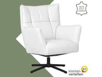 Leren draaifauteuil Lovely - Toledo Purewhite (wit), Nieuw, Ophalen of Verzenden, 75 tot 100 cm, Eigentijds, Modern, Retro, Vintage