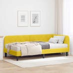 vidaXL Hoekbedframe Geel 90 x 200 cm Fluweel, Verzenden, Nieuw, Stof