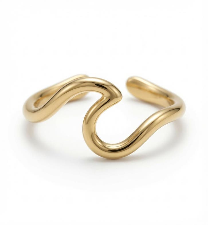 Goud Stijl Beach Wave Design Ring – Waterproof, Sieraden, Tassen en Uiterlijk, Ringen, Dame of Heer, Goud, Nieuw, IJzer of Staal