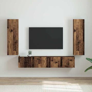 vidaXL TV Wandkast 2 st Oud Hout Bewerkt hout, Minder dan 50 cm, Verzenden, 100 tot 150 cm, Nieuw