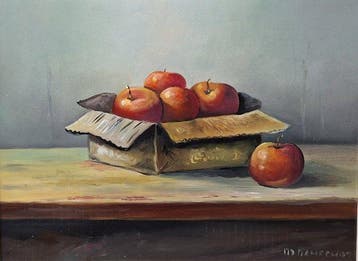 Rinus Manschot (XX-XXI) - Stilleven met een doos met Appels, Antiek en Kunst