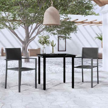 vidaXL 3-delige Tuinset zwart, 2 zitplaatsen, Verzenden, Textileen, Nieuw
